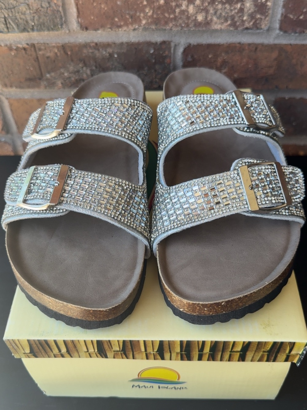 Women's Rhinestone Double-Buckle Sandals - Silver: RUNS SMALL - Picture 5 of 5